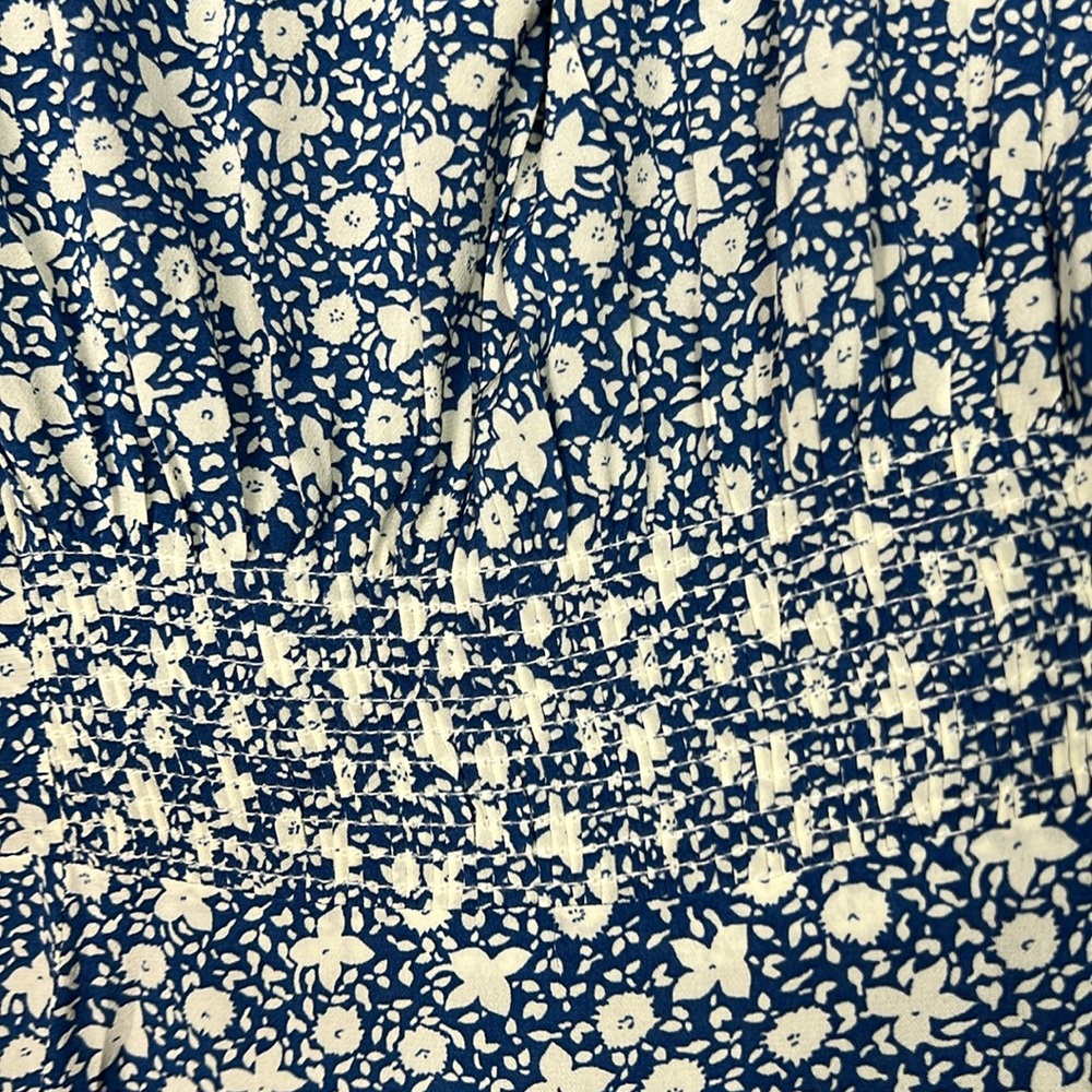 Polo Ralph Lauren Floral Print Blue White Ruched Sleeve Button Front Blouse 0 - Picture 10 of 10